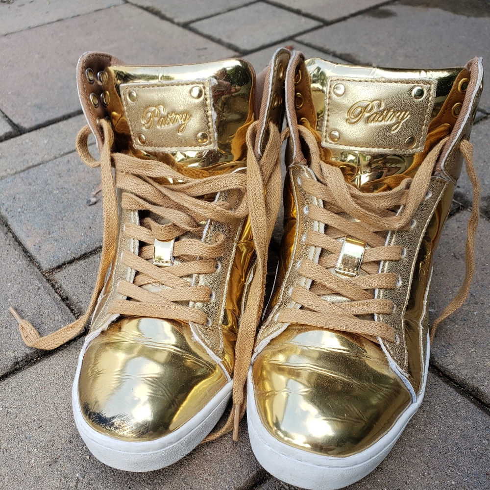 COPY - Metallic Gold high top sneakers.  Worn once.